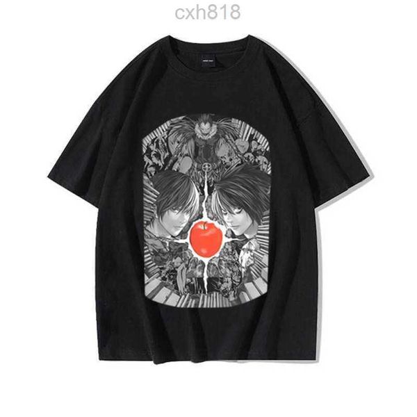 designer death note perimeter printed short sleeve t-shirt round neck cotton top, White;black
designer death note perimeter printed short sleeve t-shirt round neck cotton top, White;black