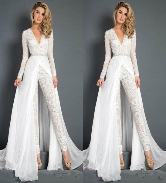 white jumpsuits prom dresses beaded lace deep v neck overskirts formal evening party gowns long sleeve beach special occasio2726778, Black
white jumpsuits prom dresses beaded lace deep v neck overskirts formal evening party gowns long sleeve beach special occasio2726778, Black