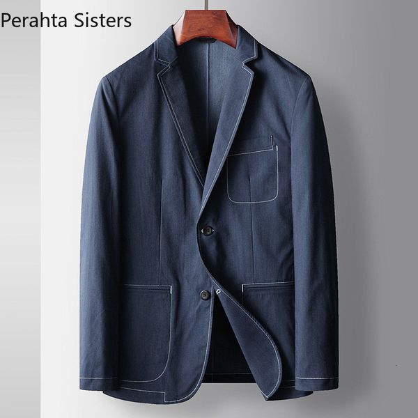 men's suits blazers brand light luxury business casual blazers for men spring autumn young denim color open line suit jacket men's, White;black
men's suits blazers brand light luxury business casual blazers for men spring autumn young denim color open line suit jacket men's, White;black