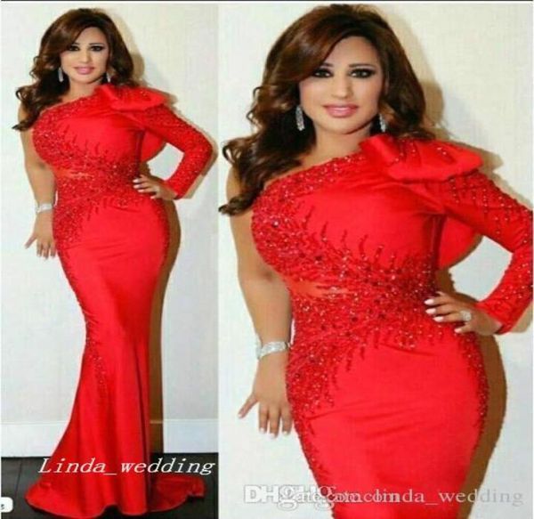 2019 red arabic evening dress beaded mermaid one shoulder with long sleeves formal holiday wear prom party gown custom made 4461754, Black;red
2019 red arabic evening dress beaded mermaid one shoulder with long sleeves formal holiday wear prom party gown custom made 4461754, Black;red