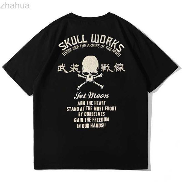 japanese trendy men's t-shirt anime armed front skeleton demon short sleeved embroidery personalized youth street trend, White;black
japanese trendy men's t-shirt anime armed front skeleton demon short sleeved embroidery personalized youth street trend, White;black