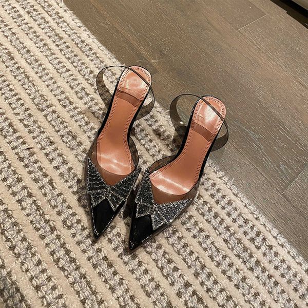 sandals spring/summer amina muaddi diamonds flower pvc transparent flat women's mesh red high heels shoes 230626, Black
sandals spring/summer amina muaddi diamonds flower pvc transparent flat women's mesh red high heels shoes 230626, Black