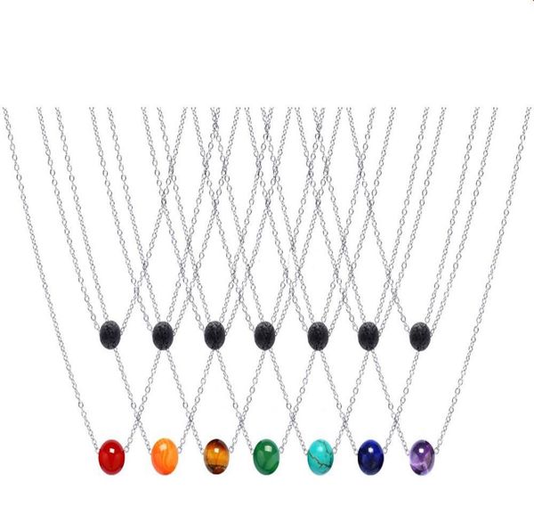 double layers stainless steel chian 10mm natural 7 chakras stone 8mm black lava bead aromatherapy essential oil diffuser necklace7837776, Silver
double layers stainless steel chian 10mm natural 7 chakras stone 8mm black lava bead aromatherapy essential oil diffuser necklace7837776, Silver