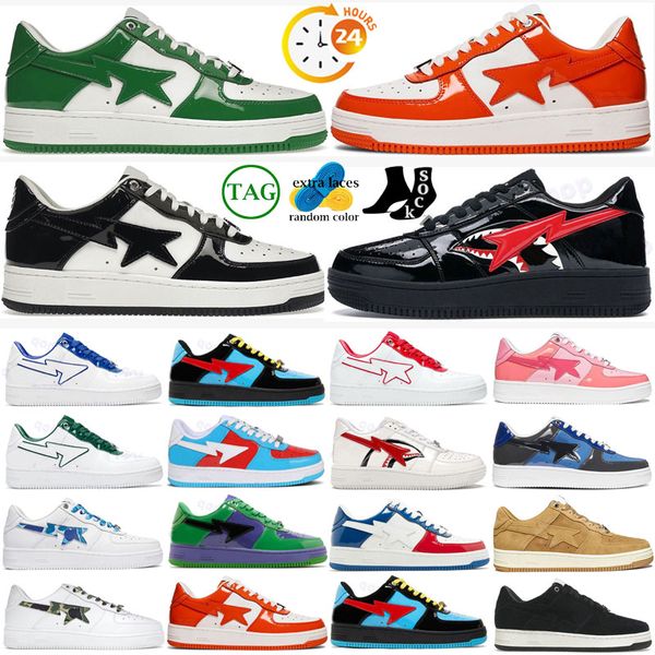 luxury sta low men women casual shoes designer nigo bathing apes mens sneaker grey black patent leather green white abc camo blue pink suede
