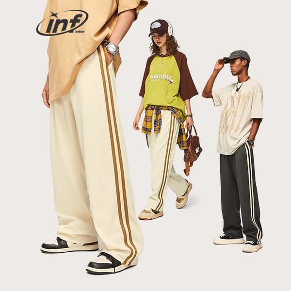 men's pants inflation striped straight leg sweatpant drawstring waist track pants men casual trousers sportswear 230712, Black
men's pants inflation striped straight leg sweatpant drawstring waist track pants men casual trousers sportswear 230712, Black