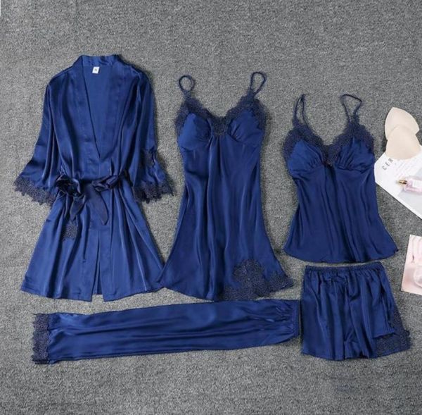 women lace trim robe set solid color kimono bath gown sleepwear 5pcs home wear silky loose night size mxxl74561083288135, Black;red
women lace trim robe set solid color kimono bath gown sleepwear 5pcs home wear silky loose night size mxxl74561083288135, Black;red