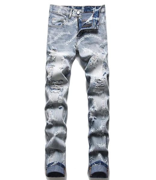 2022 summer street ripped hole men039s jeans fashion urban tight printed cotton denim pants slim fit mid waist casual trousers6674191, Blue
2022 summer street ripped hole men039s jeans fashion urban tight printed cotton denim pants slim fit mid waist casual trousers6674191, Blue