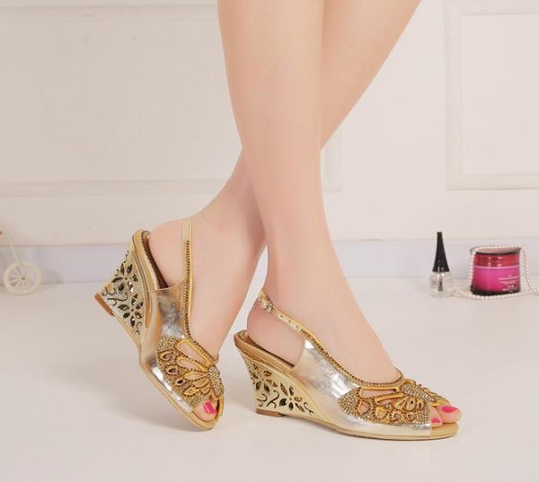 gold rhinestones wedge wedding shoes cutout sandals for brides high heel slingback 8cm chunky heel crystals shoes women peep toe 2761210, Black
gold rhinestones wedge wedding shoes cutout sandals for brides high heel slingback 8cm chunky heel crystals shoes women peep toe 2761210, Black