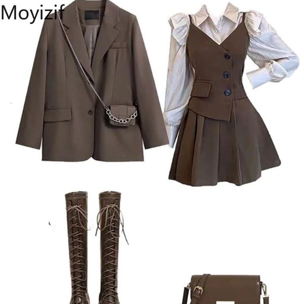 two piece dress moyizif winter woman short skirt sets puff sleeve shirt solid suit coats vintage three set fashion women outfits 230712, White
two piece dress moyizif winter woman short skirt sets puff sleeve shirt solid suit coats vintage three set fashion women outfits 230712, White
