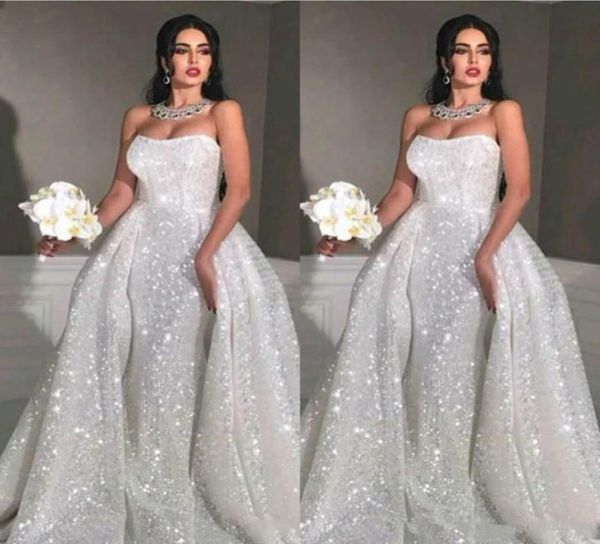 2020 new arabic glitter mermaid wedding dresses with detachable train strapless full sequin plus size overskirt country bridal gow7559911, White
2020 new arabic glitter mermaid wedding dresses with detachable train strapless full sequin plus size overskirt country bridal gow7559911, White