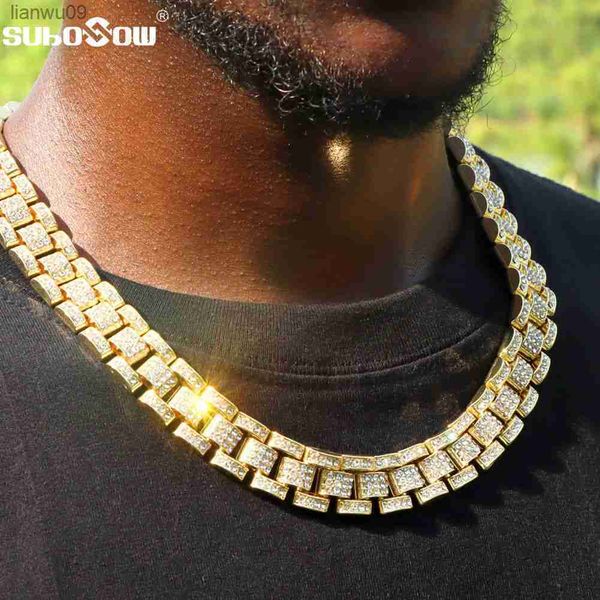 hip hop iced out chains band cuban choker necklace for men rhinestones gold silver color miami cuban link chain jewelry l230704
hip hop iced out chains band cuban choker necklace for men rhinestones gold silver color miami cuban link chain jewelry l230704