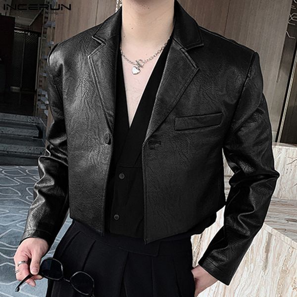 men's suits blazers incerun korean style handsome mens short leather jackets suit casual streetweat male long-sleeved jackets blazer s, White;black
men's suits blazers incerun korean style handsome mens short leather jackets suit casual streetweat male long-sleeved jackets blazer s, White;black