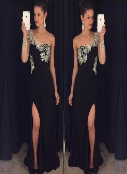 new black long prom dresses 2019 one shoulder single long sleeves floor length side slit mermaid beaded evening party gowns7060660
new black long prom dresses 2019 one shoulder single long sleeves floor length side slit mermaid beaded evening party gowns7060660