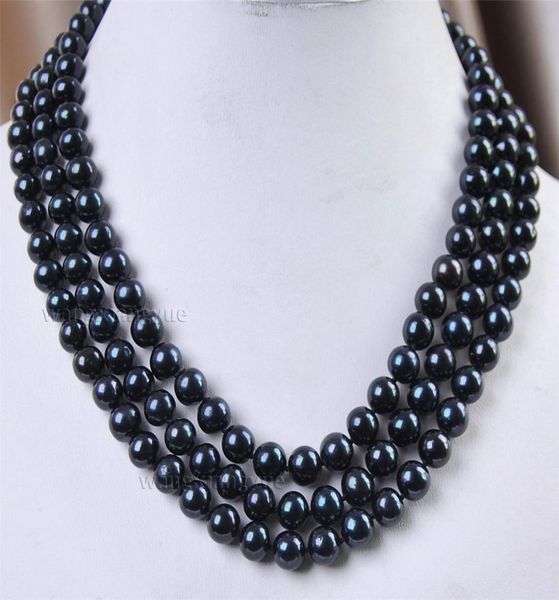 pretty 3 rows 78mm akoya cultured black pearl necklace 17quot18quot19quot1488284, Silver
pretty 3 rows 78mm akoya cultured black pearl necklace 17quot18quot19quot1488284, Silver