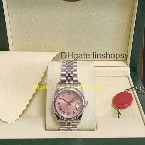 20 style real p with box ladies watches women 31mm pink dial yellow gold stainless steel bracelet folding clasp automatic wristwatches watch, Slivery;golden
20 style real p with box ladies watches women 31mm pink dial yellow gold stainless steel bracelet folding clasp automatic wristwatches watch, Slivery;golden