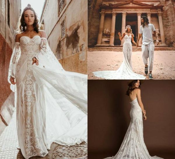 2019 bohemian wedding dresses sweetheart lace appliqued sweep train detachable sleeves mermaid wedding dress plus size country bri5433265, White
2019 bohemian wedding dresses sweetheart lace appliqued sweep train detachable sleeves mermaid wedding dress plus size country bri5433265, White