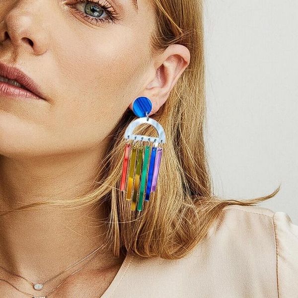 european and american bohemian colorful rainbow tassel earrings and earrings, Golden;silver
european and american bohemian colorful rainbow tassel earrings and earrings, Golden;silver