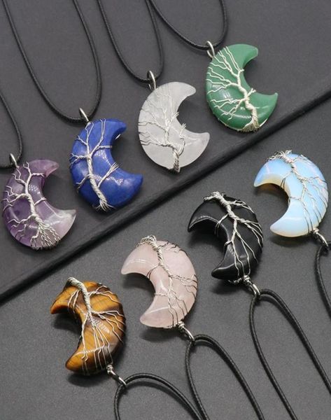 moon crescent wire wrap tree natural healing stone crystal pendant quartz amethyst pink crystal necklace for women men rope chain5435069, Silver
moon crescent wire wrap tree natural healing stone crystal pendant quartz amethyst pink crystal necklace for women men rope chain5435069, Silver