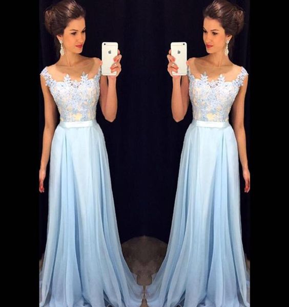 light blue long prom dresses a line 2016 jewel neck lace applique illusion bodice see through vestido de festa evening gown4126906, Black
light blue long prom dresses a line 2016 jewel neck lace applique illusion bodice see through vestido de festa evening gown4126906, Black