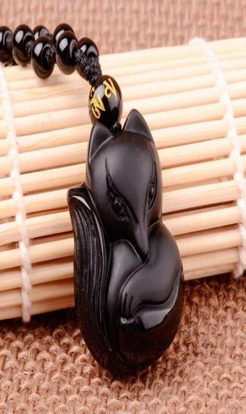 100 natural obsidian black jade agate pendant lucky love fox necklace a198242111, Silver
100 natural obsidian black jade agate pendant lucky love fox necklace a198242111, Silver