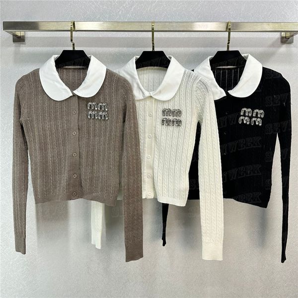 long-sleeved cut-out rhinestone letter knit sweater for small shawl doll collar designer pullover fashion cardigan long-sleeved knit shirt t, White;black
long-sleeved cut-out rhinestone letter knit sweater for small shawl doll collar designer pullover fashion cardigan long-sleeved knit shirt t, White;black