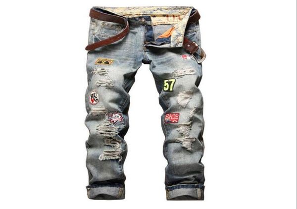 mens fashion designer ripped jeans retro blue badge washed biker denim pants hip hop distressed trousers jb7772882439
mens fashion designer ripped jeans retro blue badge washed biker denim pants hip hop distressed trousers jb7772882439