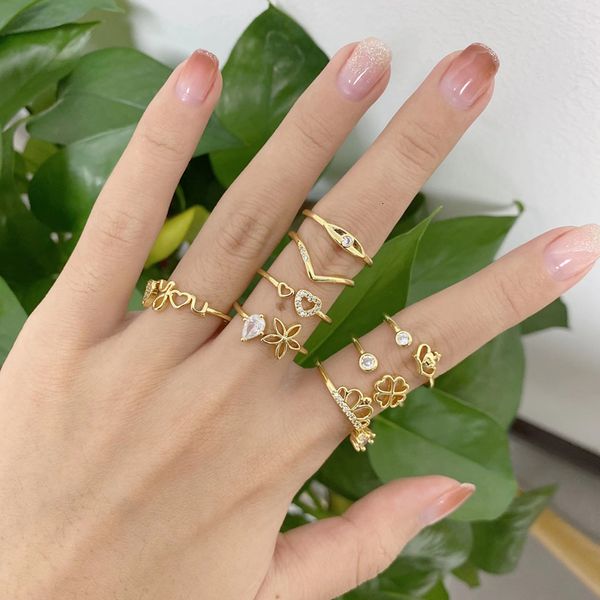 wedding rings multiple style gold plated brass jewelry clover heart flower love you drop shape zircon simple ring for women 230713, Slivery;golden
wedding rings multiple style gold plated brass jewelry clover heart flower love you drop shape zircon simple ring for women 230713, Slivery;golden