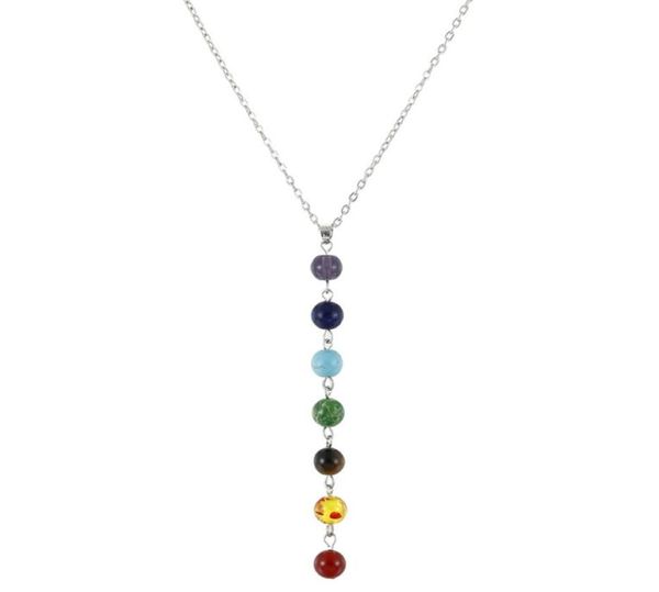 simple style 7 chakra multicolor natural stone beads pendant necklace long chain for women sliver color charm collier collares yog3173200, Silver
simple style 7 chakra multicolor natural stone beads pendant necklace long chain for women sliver color charm collier collares yog3173200, Silver