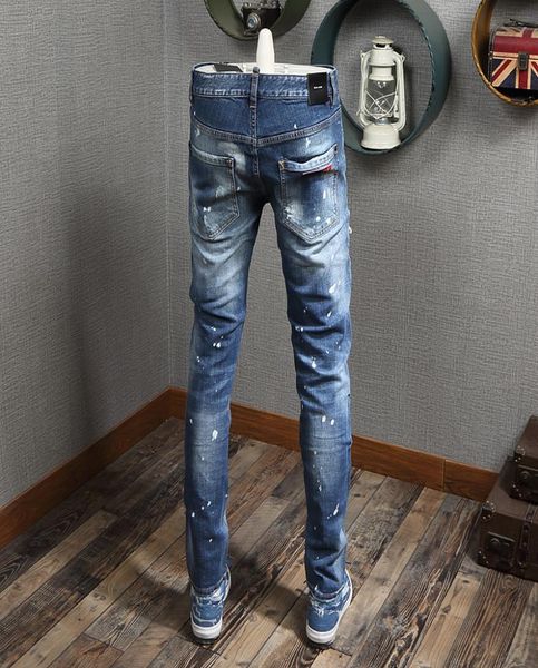 italy europe and america blue stretch jeans men spring and autumn hole old beggar patch youth slim small straight tube8781718
italy europe and america blue stretch jeans men spring and autumn hole old beggar patch youth slim small straight tube8781718