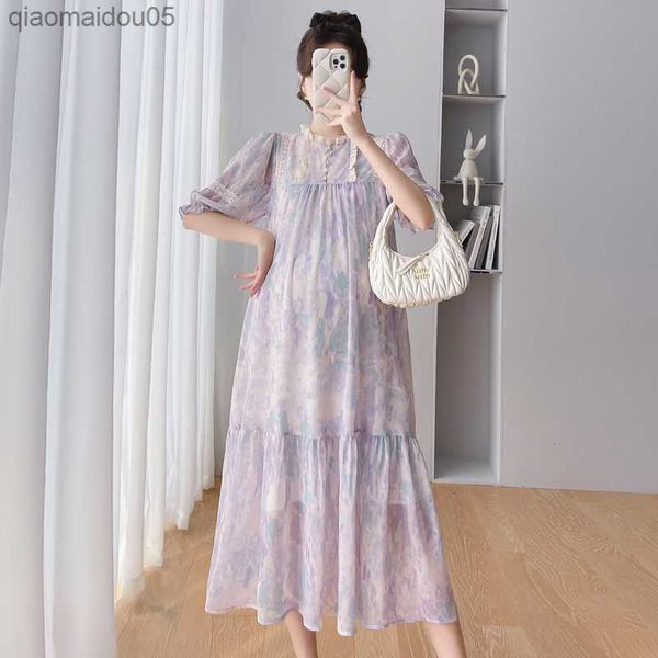9076# summer fashion lace patchwork floral printed chiffon maternity long dress elegant clothes for pregnant women pregnancy l230712, White
9076# summer fashion lace patchwork floral printed chiffon maternity long dress elegant clothes for pregnant women pregnancy l230712, White