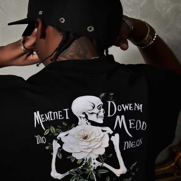 medm mach american high street short sleeve t-shirt men's skull print summer new loose couple, White;black
medm mach american high street short sleeve t-shirt men's skull print summer new loose couple, White;black