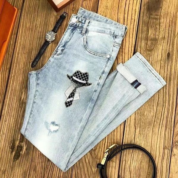 designer classic men's jeans digital print drill letters slim letter high street stretch jeans straight leg casual pants, Blue
designer classic men's jeans digital print drill letters slim letter high street stretch jeans straight leg casual pants, Blue