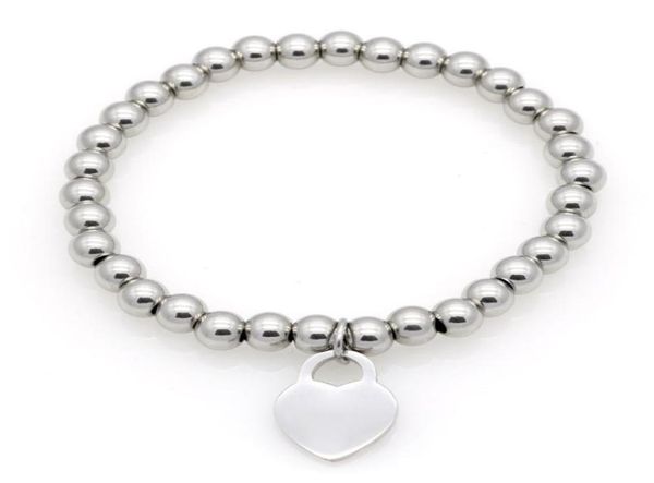 women copper beaded bracelet steel heart charms pleaseturn to new york 925t pulsera bracelets foreverlove letter2900543, Golden;silver