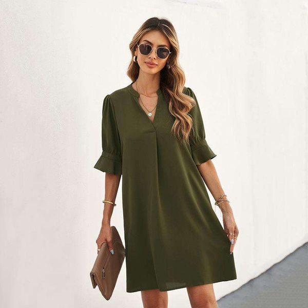 summer chiffon dress womens loose half sleeve solid color and v neck knee length skirt, Black;gray
summer chiffon dress womens loose half sleeve solid color and v neck knee length skirt, Black;gray