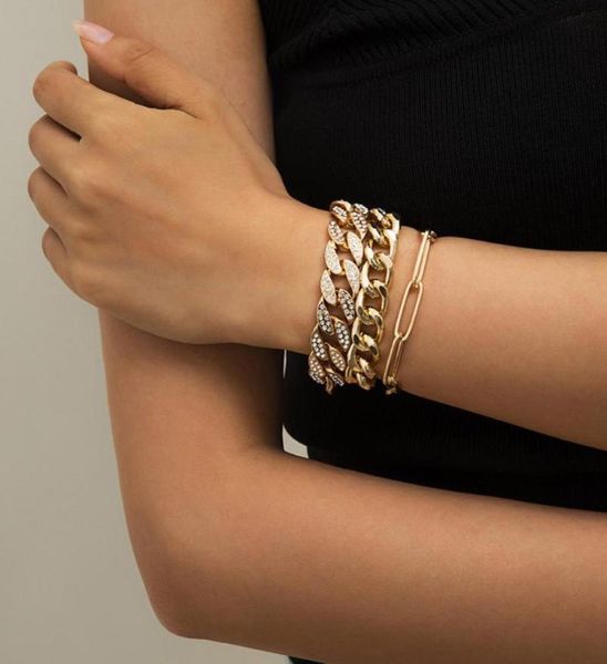 charm bracelets punk iced out curb cuban chain set for women hiphop miami boho thick gold color bracelet bangle fashion jewelry8978805, Golden;silver
charm bracelets punk iced out curb cuban chain set for women hiphop miami boho thick gold color bracelet bangle fashion jewelry8978805, Golden;silver