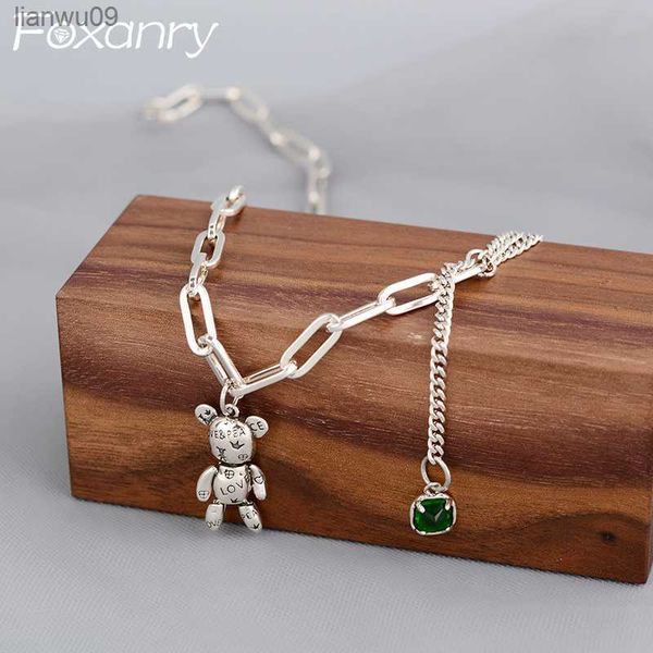 foxanry stamp bear sweater necklace for women ins fashion elegant green zircon pendant necklace bride jewelry gift l230704, Silver
foxanry stamp bear sweater necklace for women ins fashion elegant green zircon pendant necklace bride jewelry gift l230704, Silver
