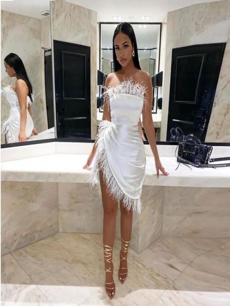 high side split mini cocktail dresses with feathers strapless club wear party women gowns short prom vestidos2022382, Black
high side split mini cocktail dresses with feathers strapless club wear party women gowns short prom vestidos2022382, Black