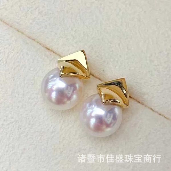 high version tiffay's same sterling silver chocolate earrings with natural freshwater pearl 8-9mm round strong light advanced versatile, Golden;silver
high version tiffay's same sterling silver chocolate earrings with natural freshwater pearl 8-9mm round strong light advanced versatile, Golden;silver