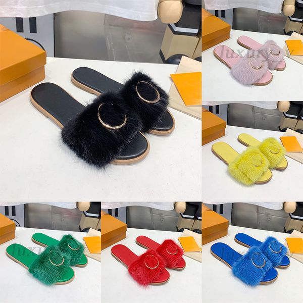 designer plush slippers women leather slides mental buckle fur decoration flats thick bottom mules embroidered rubber scuffs, Black
designer plush slippers women leather slides mental buckle fur decoration flats thick bottom mules embroidered rubber scuffs, Black