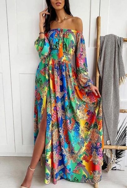 women floral printd maxi dress off shoulder long sleeve high waist front split party autumn spring casual dresses1290192, Black;gray
women floral printd maxi dress off shoulder long sleeve high waist front split party autumn spring casual dresses1290192, Black;gray