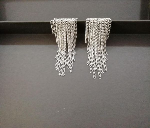 classic dangle long tassel earrings stamp designer earring for women lady weeding jewelry with bag7070396, Silver 
classic dangle long tassel earrings stamp designer earring for women lady weeding jewelry with bag7070396, Silver