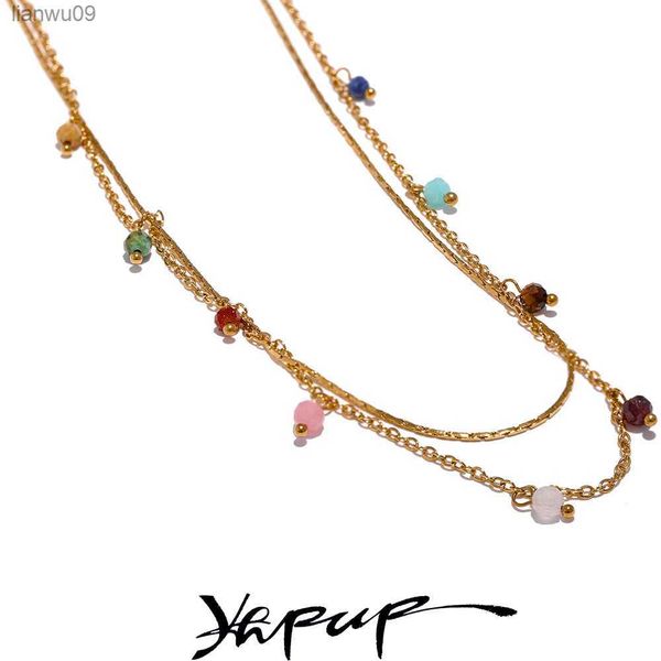 yhpup natural stone stainless steel double layer thin chain collar necklace women handmade trendy fashion golden summer jewelry l230704, Silver
yhpup natural stone stainless steel double layer thin chain collar necklace women handmade trendy fashion golden summer jewelry l230704, Silver