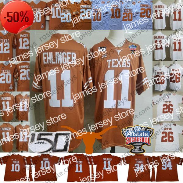 american college football wear 2019 texas longhorns #11 sam ehlinger 26 keaontay ingram vince young earl campbell ricky williams ncaa 150th, Black;red
american college football wear 2019 texas longhorns #11 sam ehlinger 26 keaontay ingram vince young earl campbell ricky williams ncaa 150th, Black;red