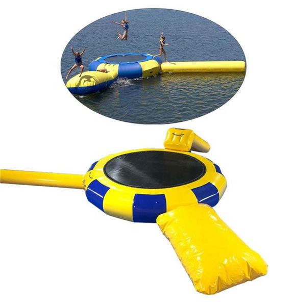 

outdoor sports goods yellow blue inflatable water trampoline with slide tube jumping pillow bag jump bouncers for ocean park games7033262