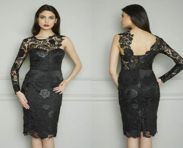 custom made one shoulder sheer long sleeve sheath knee length evening party gowns black lace formal cocktail dresses dl119097435171
custom made one shoulder sheer long sleeve sheath knee length evening party gowns black lace formal cocktail dresses dl119097435171