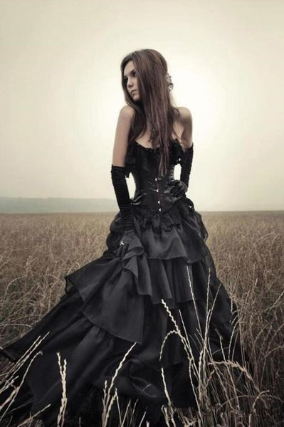black gothic wedding dresses 2019 layers strapless slim corset basque skirt halloween costumes wedding gowns custom made size 1996032, White
black gothic wedding dresses 2019 layers strapless slim corset basque skirt halloween costumes wedding gowns custom made size 1996032, White