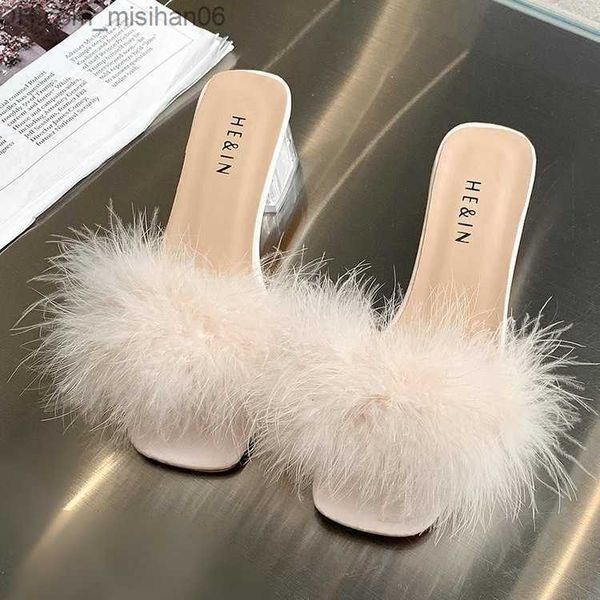 slippers summer fluffy leather toes high heels women's shoes fur feathers women's fashion wedding smooth pink square sandals corn, Black
slippers summer fluffy leather toes high heels women's shoes fur feathers women's fashion wedding smooth pink square sandals corn, Black