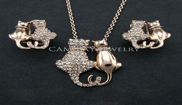 18k goldimitation rhodium plated austria crystal cat in tow jewelry earring necklace sets alloy with czech rhinest9467408, Silver
18k goldimitation rhodium plated austria crystal cat in tow jewelry earring necklace sets alloy with czech rhinest9467408, Silver