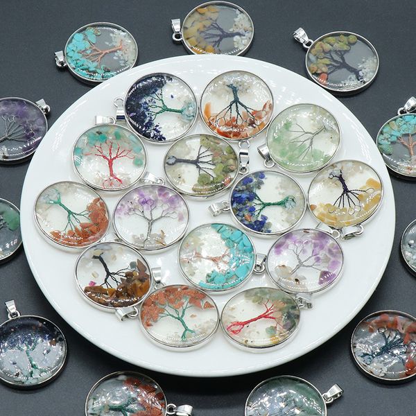round tree of life gravel pendant natural crystal chip stone colorful charms diy necklace jewelry making, Bronze;silver
round tree of life gravel pendant natural crystal chip stone colorful charms diy necklace jewelry making, Bronze;silver