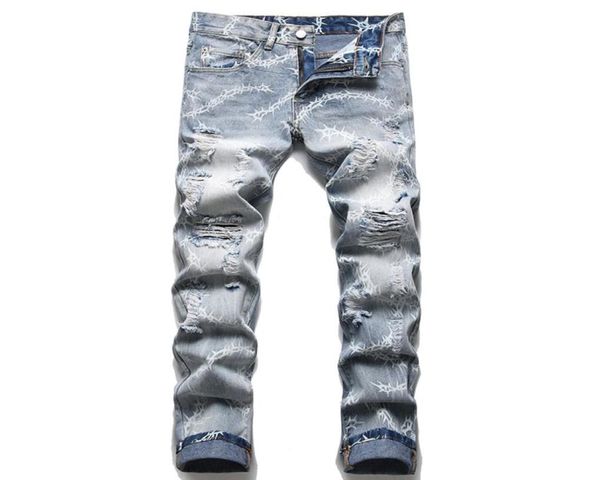 2022 summer street ripped hole men039s jeans fashion urban tight printed cotton denim pants slim fit mid waist casual trousers2224388, Blue
2022 summer street ripped hole men039s jeans fashion urban tight printed cotton denim pants slim fit mid waist casual trousers2224388, Blue
